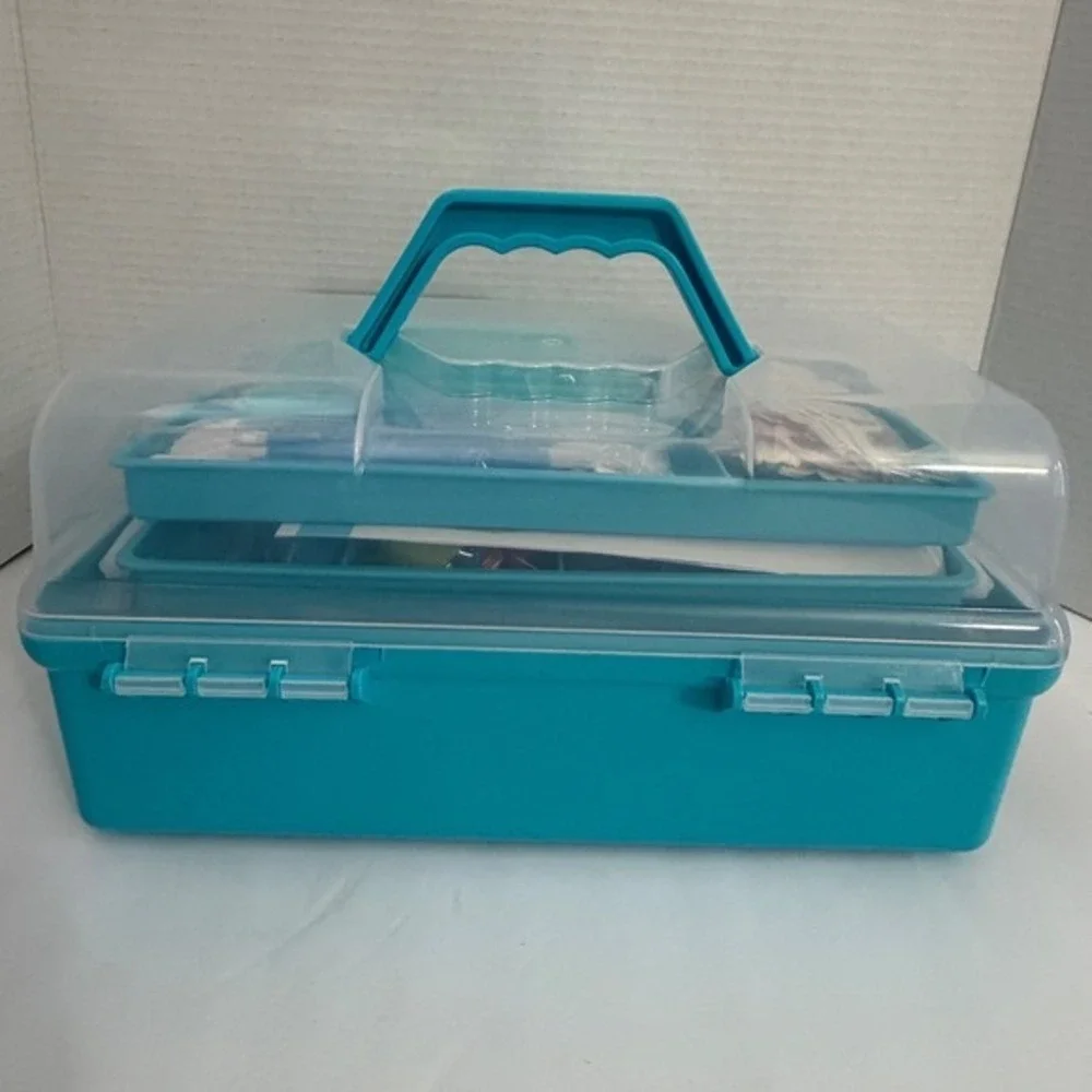 Cake Decorating Kit 100+ Pcs 3-Tier‎ Storage Box Piping Tips Russian Tips Blue